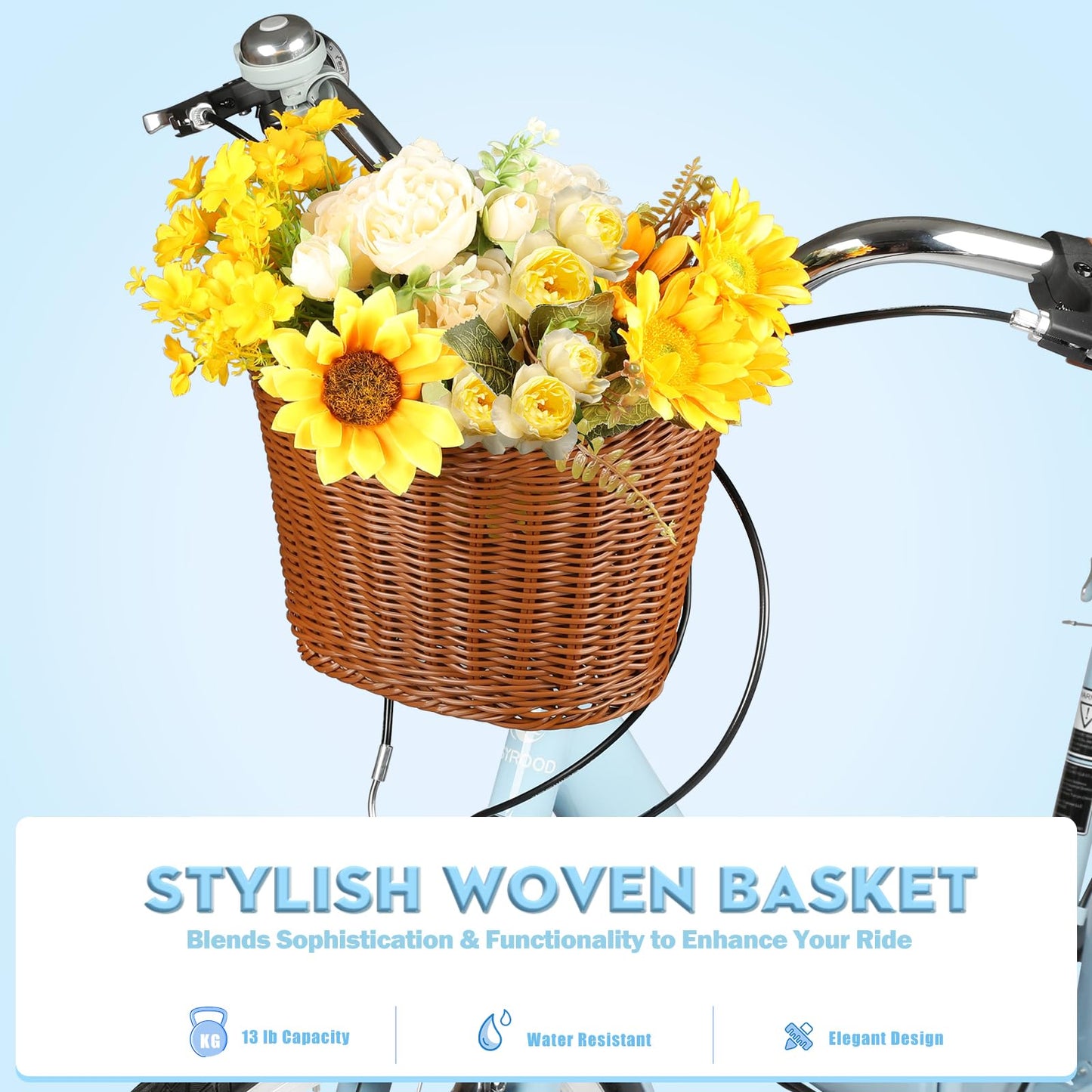 26 Inch 7-Speed Folding Cruiser Bike with Basket