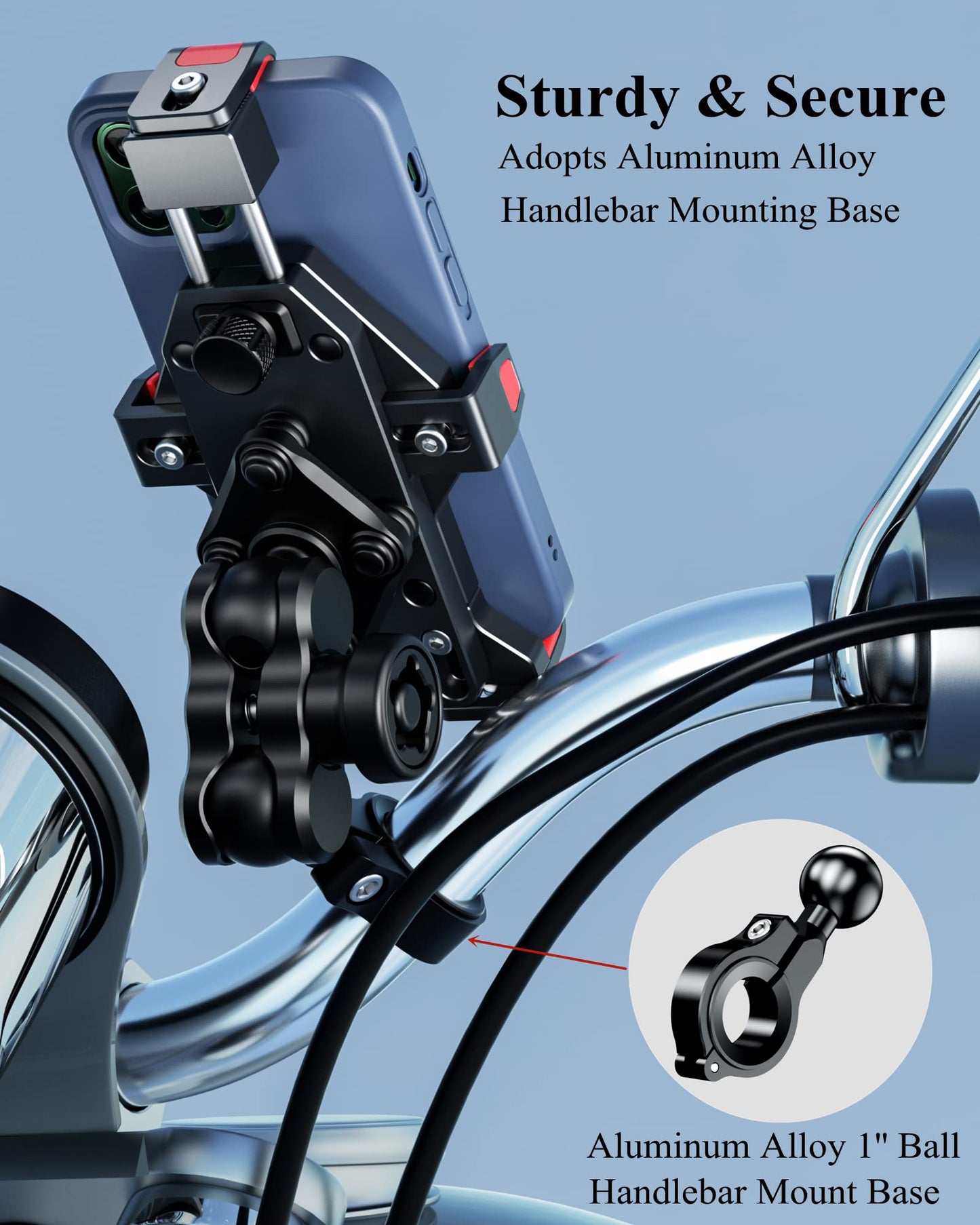Anti-Theft Motorcycle Phone Mount with Vibration Dampener