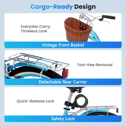 Step-Through Beach Cruiser Bike for Women