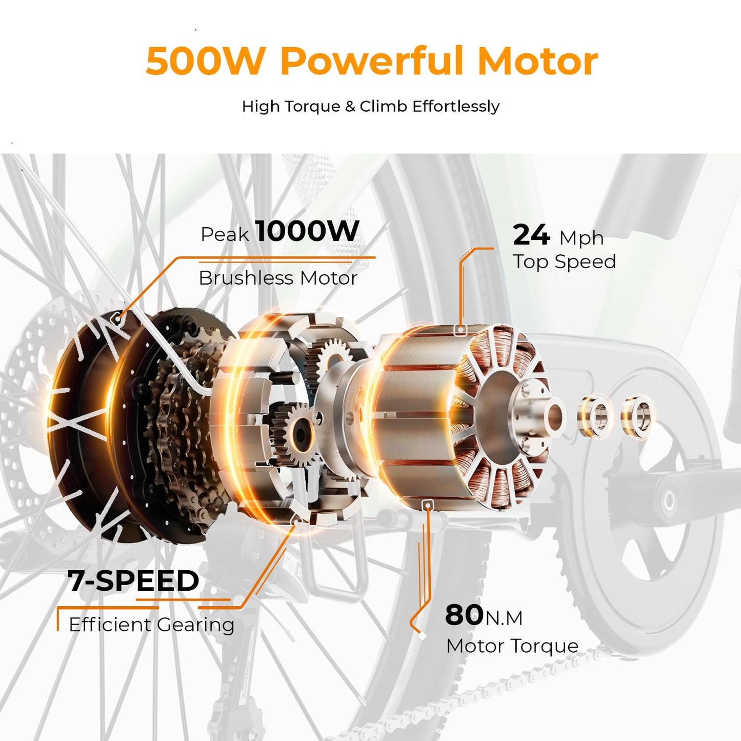 1200W Peak Electric Commuter Bike 26 Inch