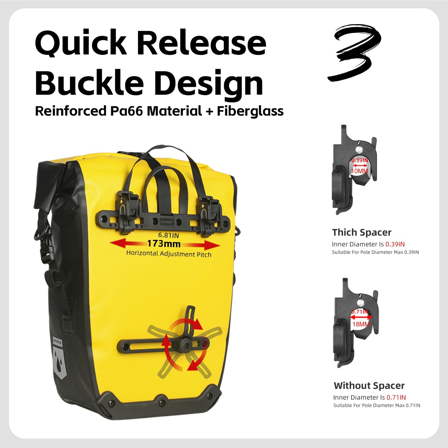 Waterproof Bike Pannier Bag with Rack Mount
