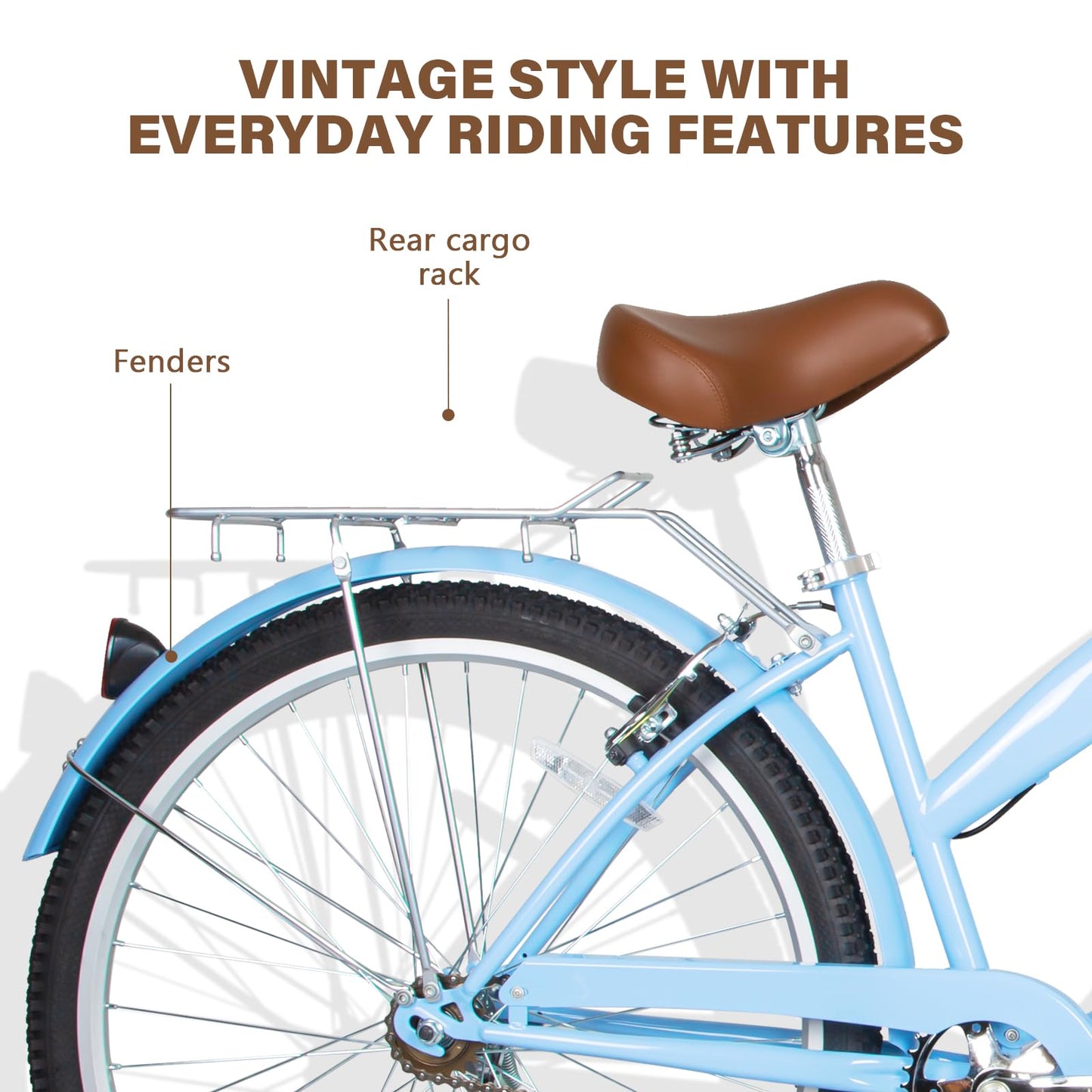 26 Inch Beach Cruiser Bike with Rear Rack