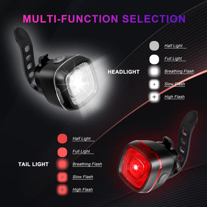 Type-C Rechargeable Bike Light Set Front Rear