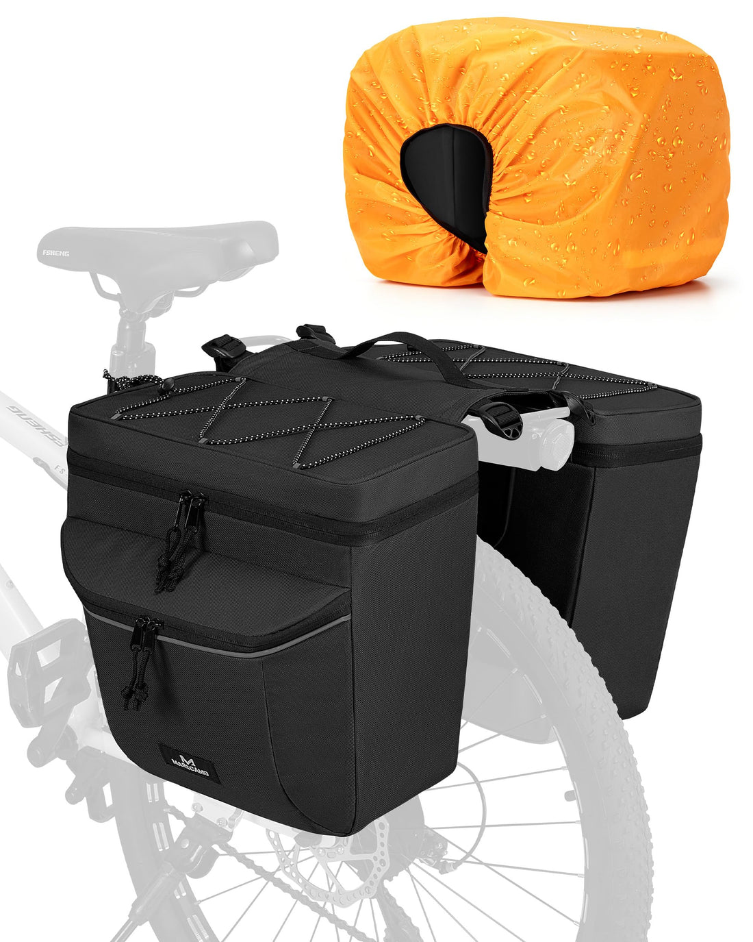 35L Waterproof Bike Pannier Bag with Rain Cover