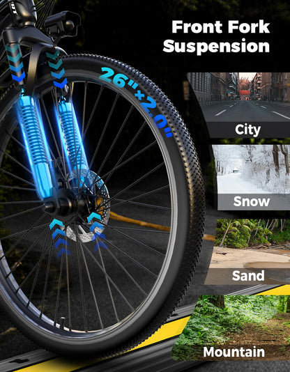 1500W Peak Electric Mountain Bike 48V Battery