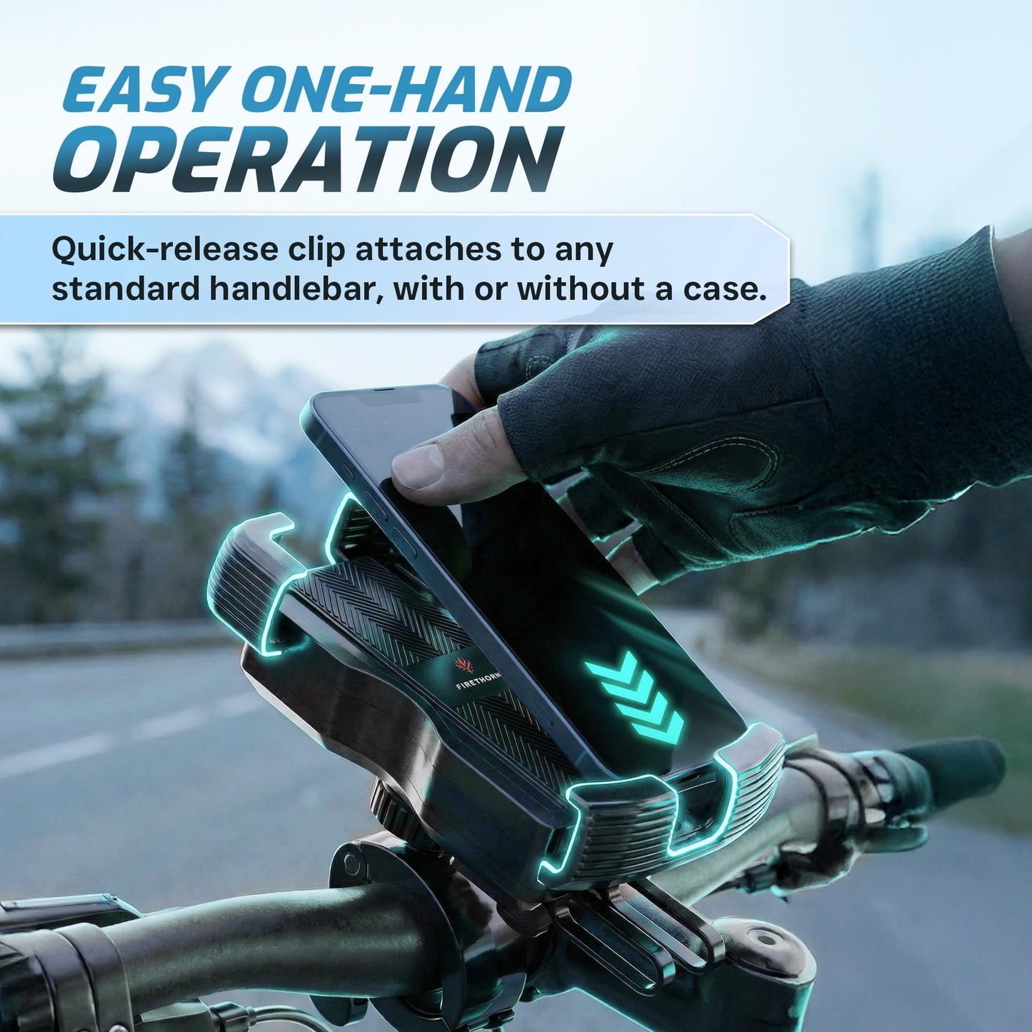 Rechargeable Motorcycle Phone Mount with Battery