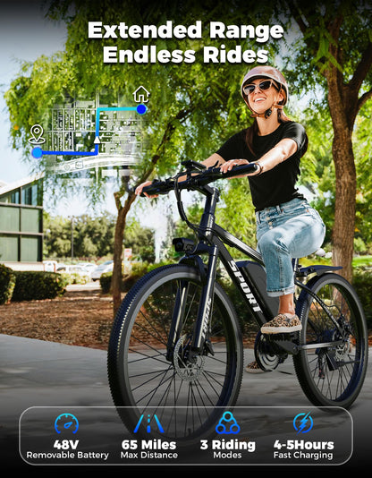1500W Peak Electric Mountain Bike 48V Battery