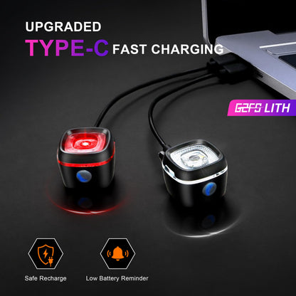 Type-C Rechargeable Bike Light Set Front Rear