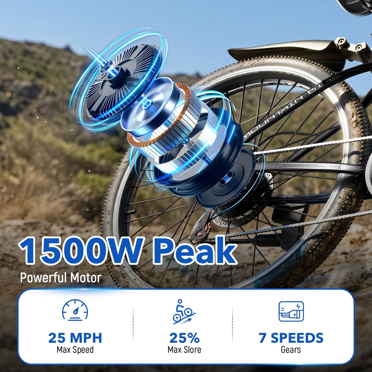 1500W Peak Step-Thru Electric Cruiser Bike