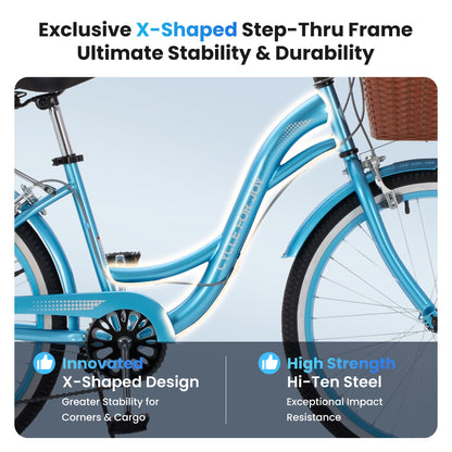 Step-Through Beach Cruiser Bike for Women