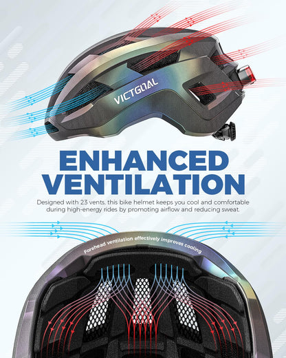Road Bike Helmet with Magnetic Rear Light