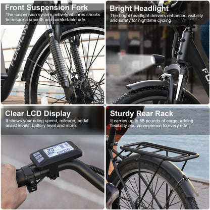 1000W Peak Electric Cruiser Bike with 48V Battery