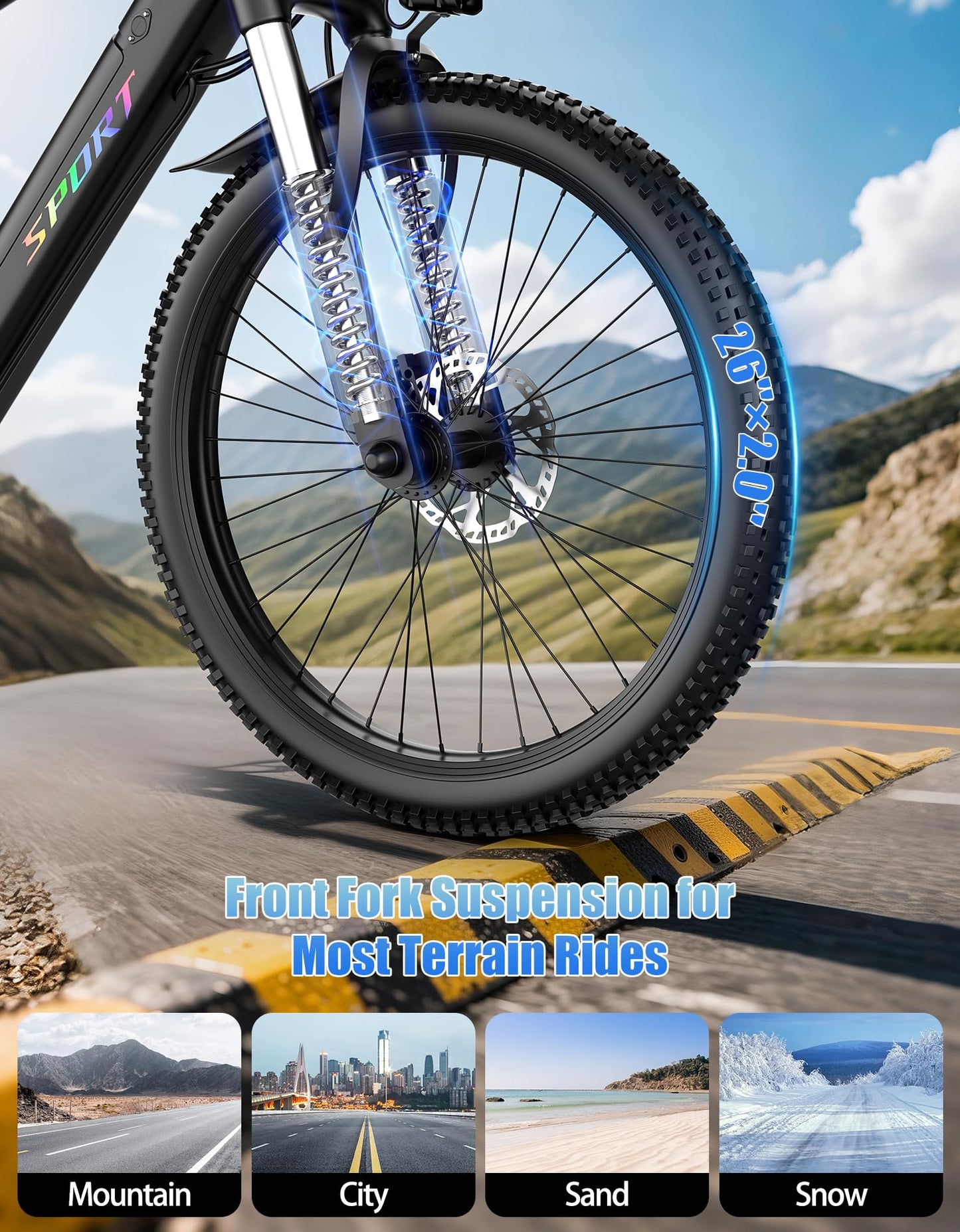 1500W Peak Electric Mountain Bike 26 Inch