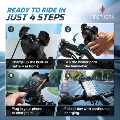 Rechargeable Motorcycle Phone Mount with Battery