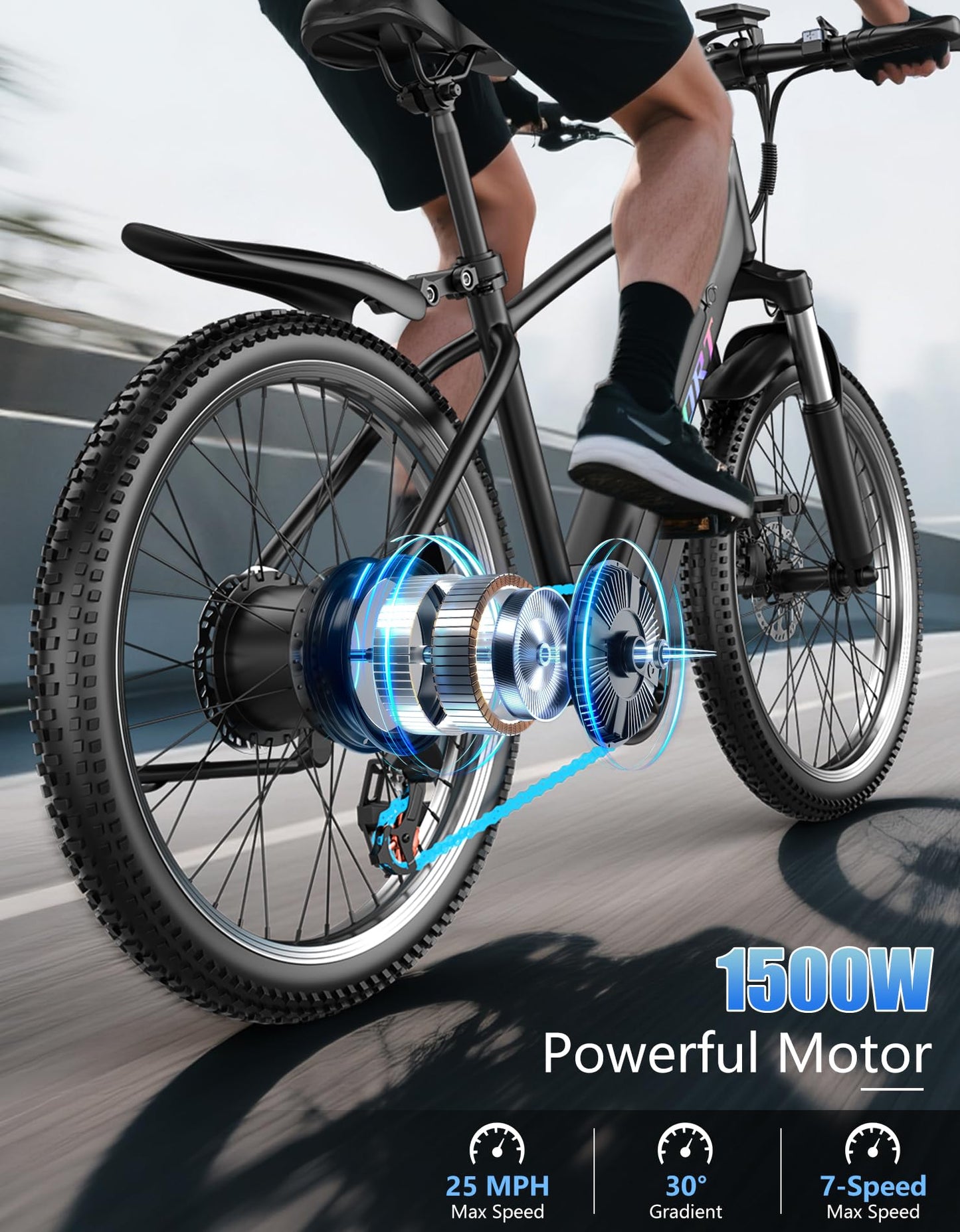 1500W Peak Electric Mountain Bike 26 Inch