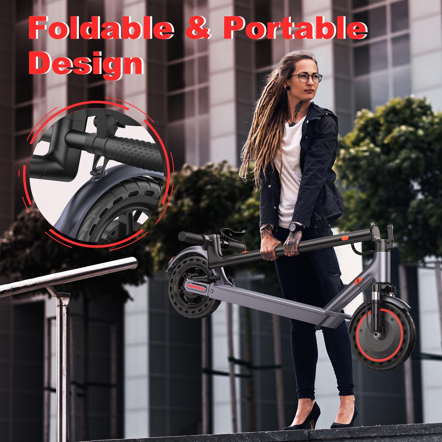 Folding Electric Scooter with Dual Suspension