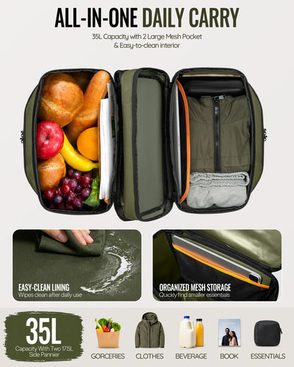 35L Waterproof Bike Pannier Bag with Rain Cover