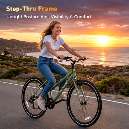 7-Speed 700C Hybrid Bike for Adults