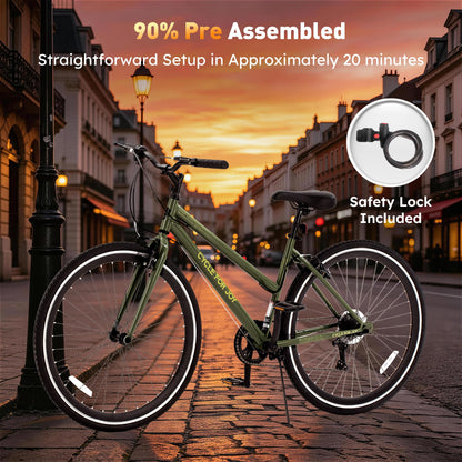 7-Speed 700C Hybrid Bike for Adults